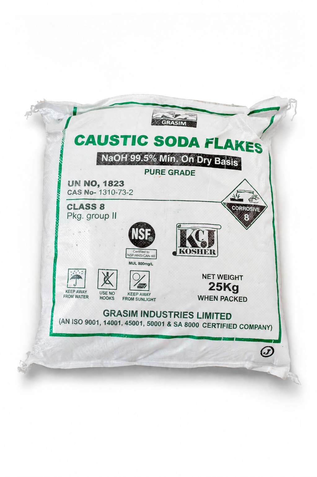 Caustic soda flakes 25 kg bulk stock bag