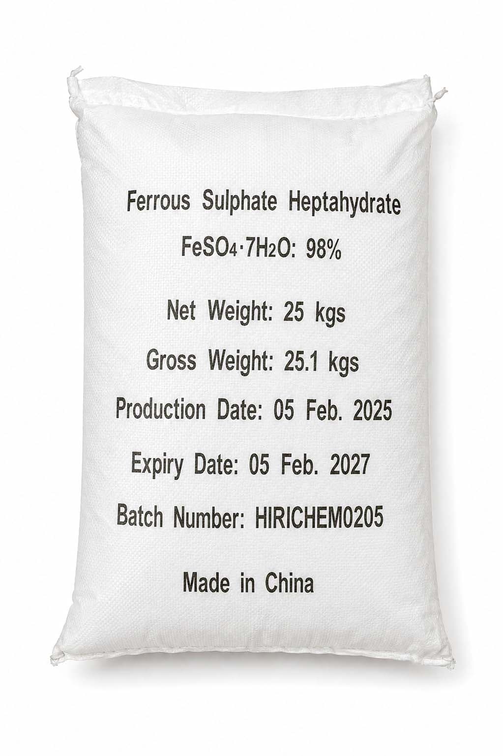 Ferrous sulphate heptahydrate 25 kg bulk stock bag
